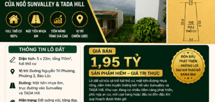 [A118] 1.95 TỶ - 110M2 FULL THỔ CƯ MẶT TIỀN ĐƯỜNG NGUYỄN TRI PHƯƠNG PHƯỜNG 2 BẢO LỘC