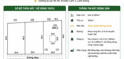 [A128] 12 TỶ HƠN 5000M2 ĐẤT THỔ CƯ VIEW SĂN MÂY 2 MẶT TIỀN ĐƯỜNG B'LAO XÊ RÊ
