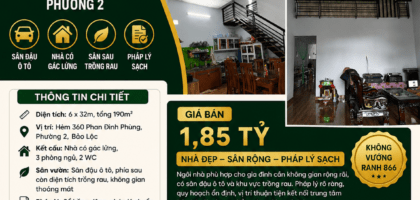 [A130] 1,85 TỶ - 190M2 NHÀ GÁC LỬNG CÓ SÂN Ô TÔ PHƯỜNG 2 BẢO LỘC GẦN HỒ TRUNG TÂM BẢO LỘC