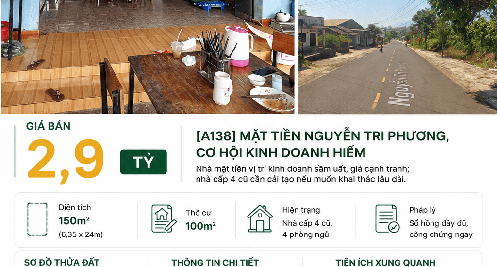 [A138] 2.9 TỶ - 150M2 NHÀ CẤP 4 CƠ HỘI KINH DOANH MẶT TIỀN NGUYỄN TRI PHƯƠNG, PHƯỜNG 3 BẢO LỘC GẦN TRƯỜNG LÊ QUÝ ĐÔN