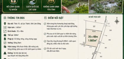 [C021] 4,1 TỶ - 1.665M2 VILLA HỒ TỰ NHIÊN PHƯỜNG LỘC THÀNH BẢO LỘC, GẦN SUỐI ĐÁ 50M