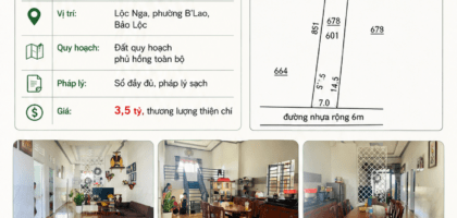 [A134] 3,5 TỶ - 601M2 NHÀ GÁC LỬNG PHƯỜNG B'LAO BẢO LỘC
