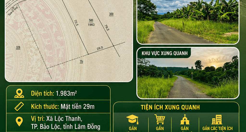 [A153] 2,8 TỶ - 1.983M2 ĐẤT SỔ HỒNG RIÊNG MẶT TIỀN ĐƯỜNG LÃ ĐÌNH CHÁNH XÃ LỘC THANH SÁT KHU DÂN CƯ
