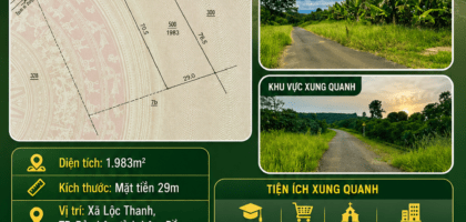 [A153] 2,8 TỶ - 1.983M2 ĐẤT MẶT TIỀN 29M SỔ HỒNG RIÊNG LỘC THANH BẢO LỘC