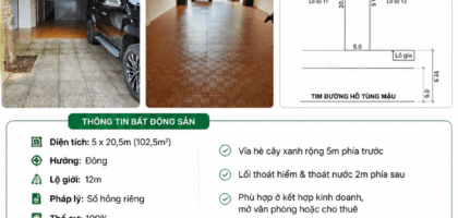 [A155] 6.2 TỶ - 102.5M2 NHÀ KINH DOANH MẶT TIỀN HỒ TÙNG MẬU GẦN CHỢ MỚI BẢO LỘC