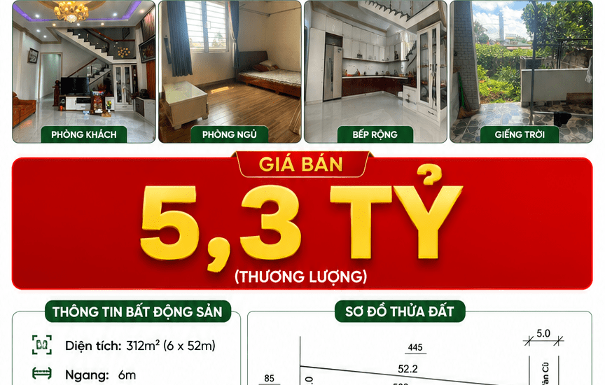 [A156] 5,3 TỶ 312M2 NHÀ SỔ HỒNG RIÊNG HẺM RỘNG