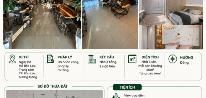 [A168] 9 TỶ - NHÀ 3 SÀN 2 MẶT TIỀN TRUNG TÂM BẢO LỘC, NGAY BỜ HỒ