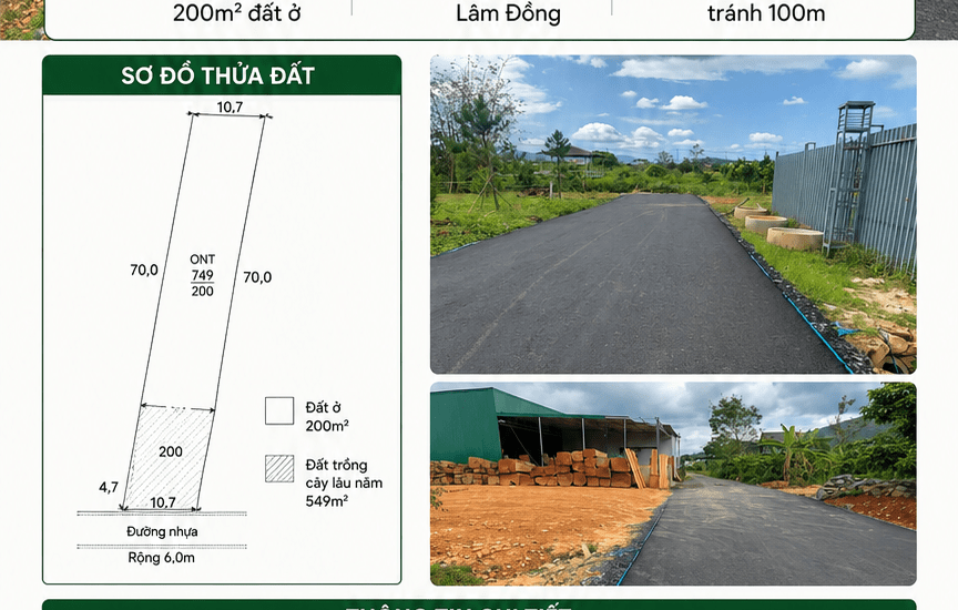 [A172] 2,4 TỶ - 749M2 ĐẤT THỔ CƯ MẶT TIỀN DÀI ĐƯỜNG NHỰA 6M PHƯỜNG 3 BẢO LỘC GẦN ĐƯỜNG TRÁNH