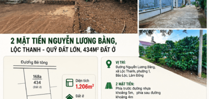 [A174] 7,5 TỶ - 1.206M2 ĐẤT THỔ CƯ 2 MẶT TIỀN NGUYỄN LƯƠNG BẰNG GẦN TRƯỜNG THPT LỘC THANH