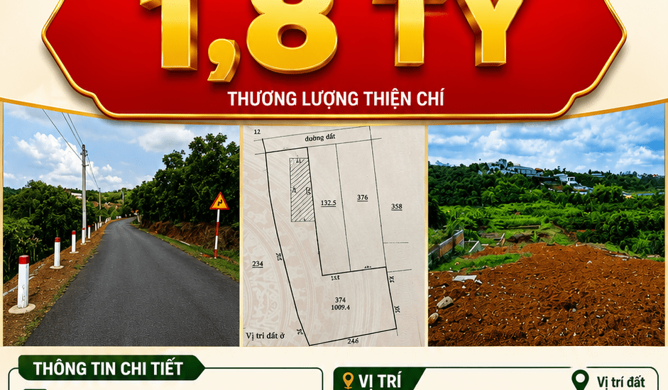 [A178] 1.8 TỶ HƠN 1.300M2 ĐẤT CÓ HỒ SỔ RIÊNG GẦN NGÃ 3 TỨ QUÝ