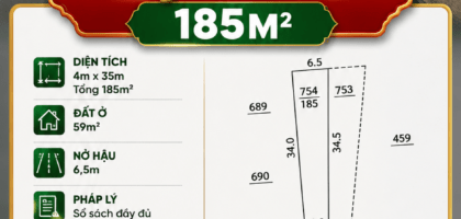 [A181] 2,4 TỶ - 185M2 ĐẤT NỞ HẬU MẶT TIỀN PHAN CHU TRINH, GẦN NÚT GIAO CAO TỐC