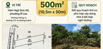 [A185] 1,6 TỶ - 500M2 ĐẤT THỔ CƯ BẰNG ĐẸP PHƯỜNG B'LAO GẦN HẺM NGÔ ĐỨC KẾ